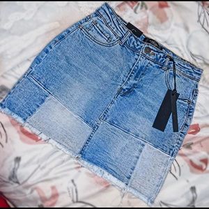 Patchwork denim skirt